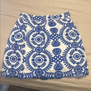 Blue and White Embroidered Skirt